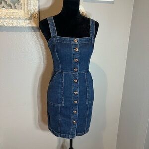 Divided Blue Denim Overall Dress